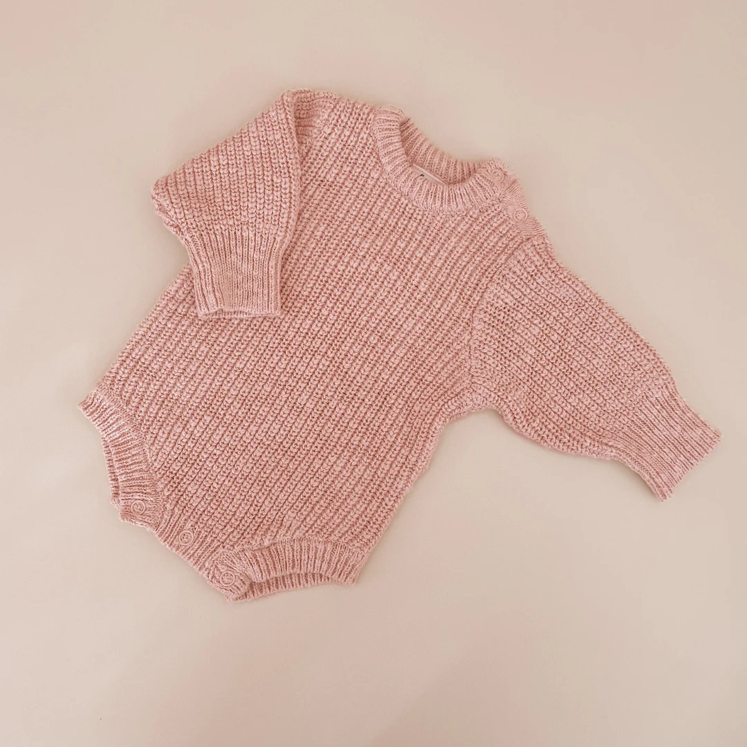 Blush Chunky Knit Romper Newborn Knitwear Newborn to 1Y - Etsy | Etsy (US)