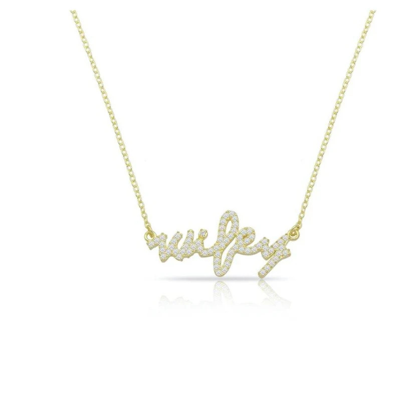 Wifey Crystal Script Necklace | The Sis Kiss