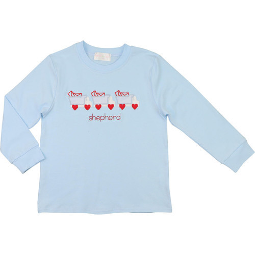 Blue Knit Heart Dumptruck Shirt | Cecil and Lou
