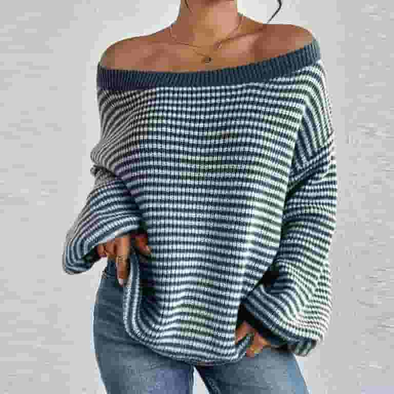 Elvqul Womens Sweaters Crewneck Holiday Pullover Blue Print Style Trendy Sweaters for Women | Walmart (US)