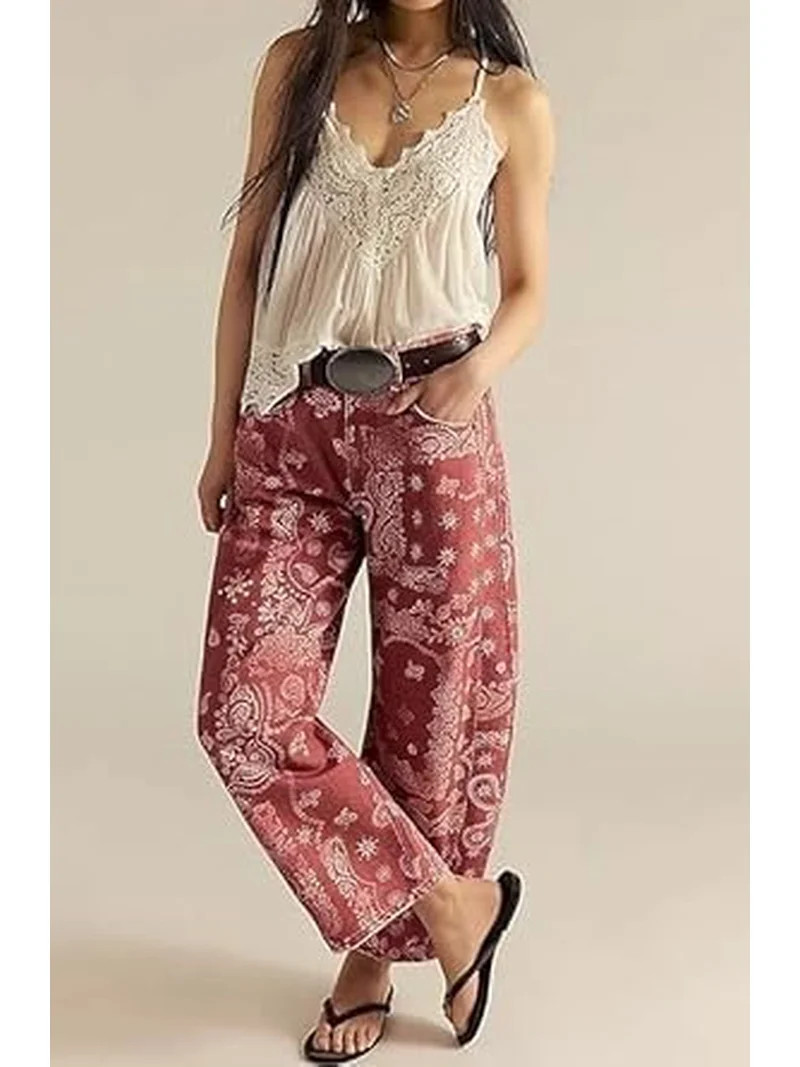 Boyfriend Baggy Barrel Jeans Womens Plus Size Jean Sweatpant Wide Leg Y2k Denim Sweatpants Fun Pa... | Walmart (US)