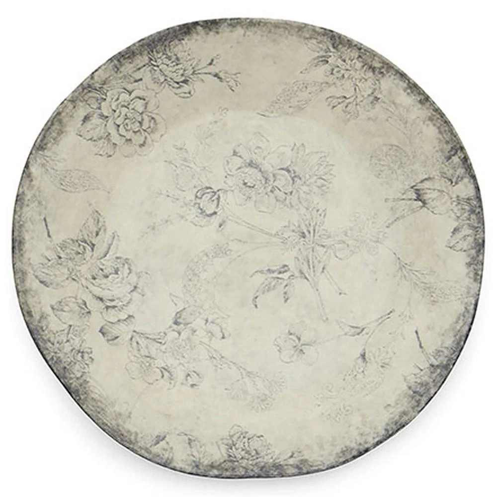 Giulietta French Country Black Floral Ceramic Dinner Plate | Kathy Kuo Home