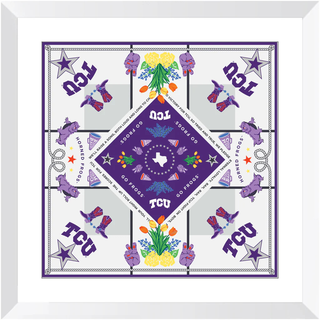TCU Horned Frogs Framed Print Scarf Art | Saturday Silks