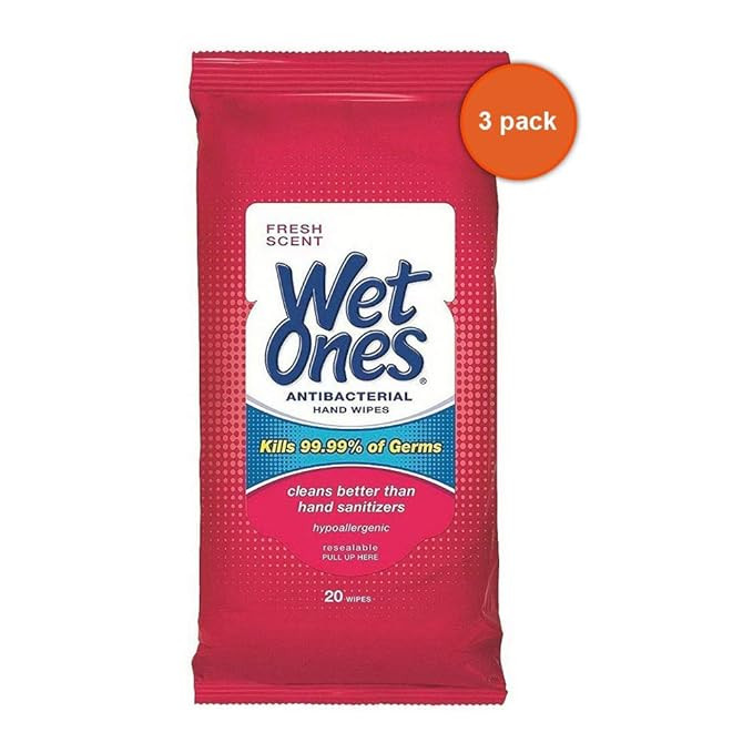 20CT Wet Ones Wipes - Pack of 3 | Amazon (US)