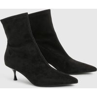 boohoo Women's Faux Suede Low Heel Sock Boots in Black | Size: 4 | Boohoo.com (UK & IE)