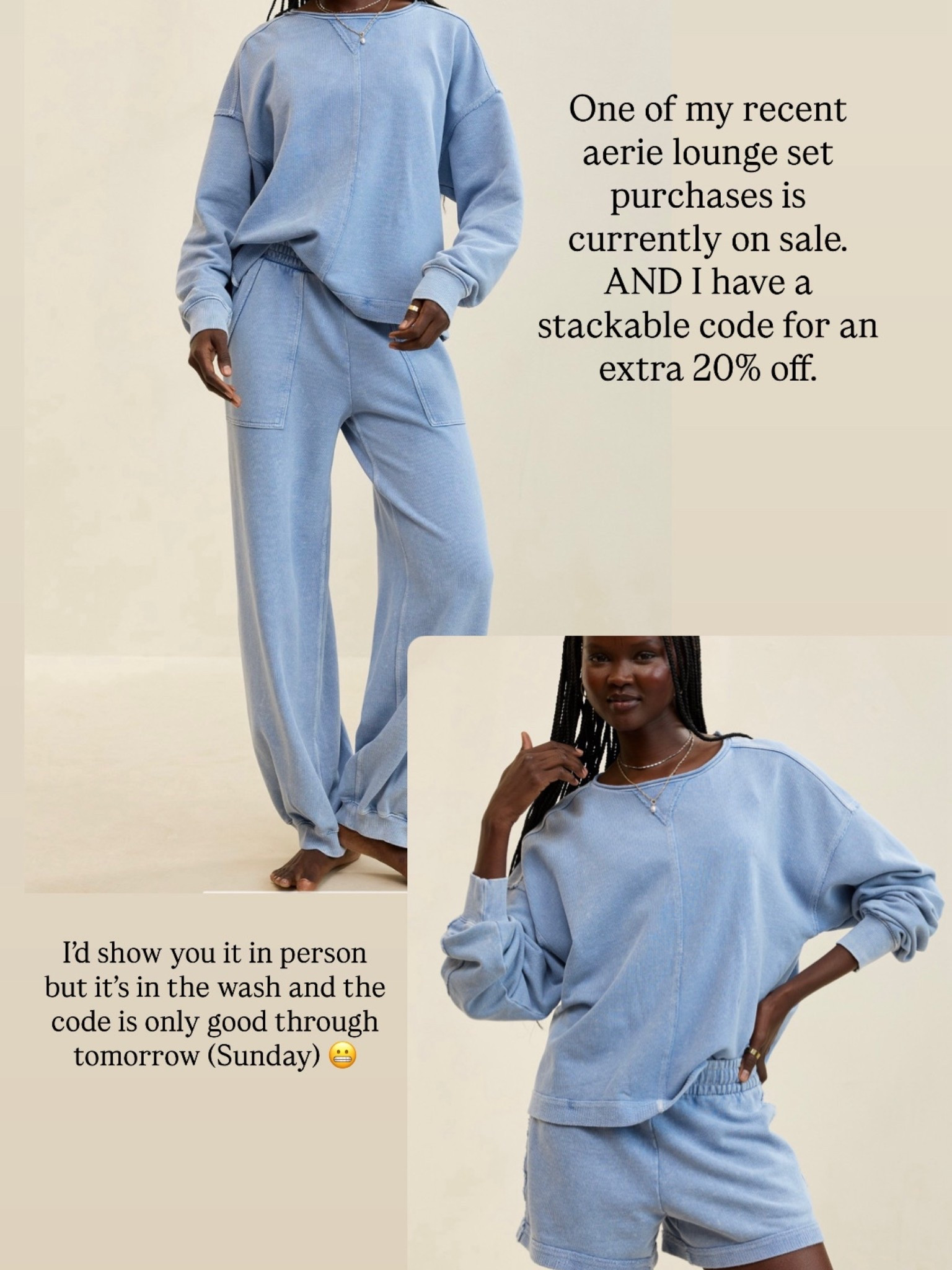 Aerie x LTK sale is live this weekend! Use code LTKAERIE20 to save a stackable 20% off! Love this set because you can mix and match it, and it’s a good medium weight that works for spring and summer. 

#LTKxAerie #LTKSaleAlert