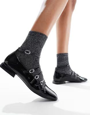 Stradivarius buckle detail mary jane shoe in black | ASOS (Global)