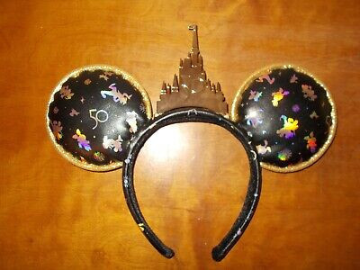 Disney Parks WDW Parks 50th Anniversary Grand Finale Black Mickey Ears Headband | eBay US