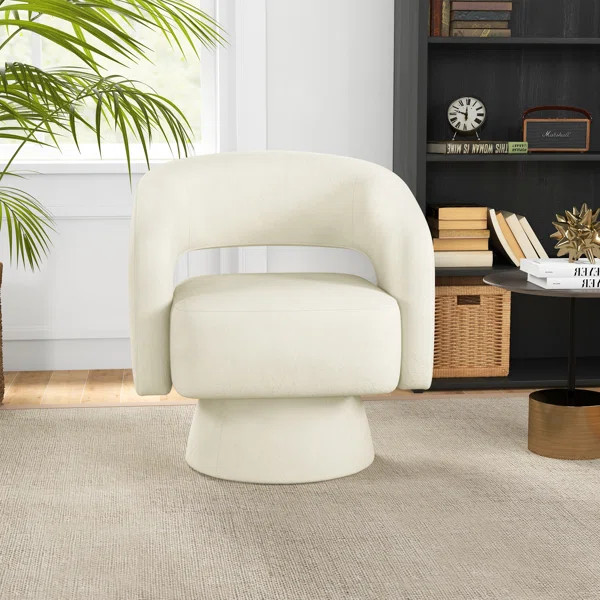 Jarissa 27.8'' Wide Modern Soft Wide Upholstered Swivel Barrel Chair | Wayfair North America