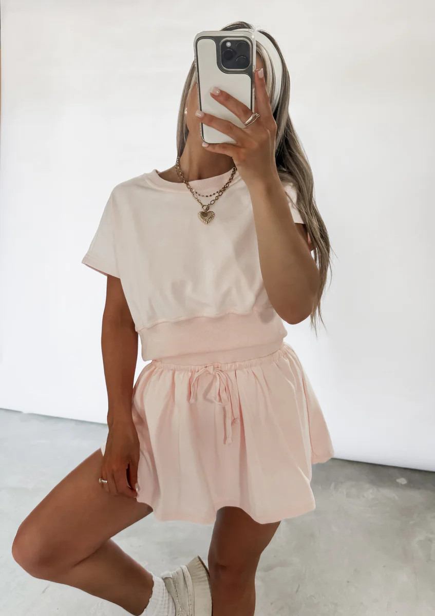 Sidewalk Skips Two Piece Casual Skort Set - Pink | CK Squared Boutique