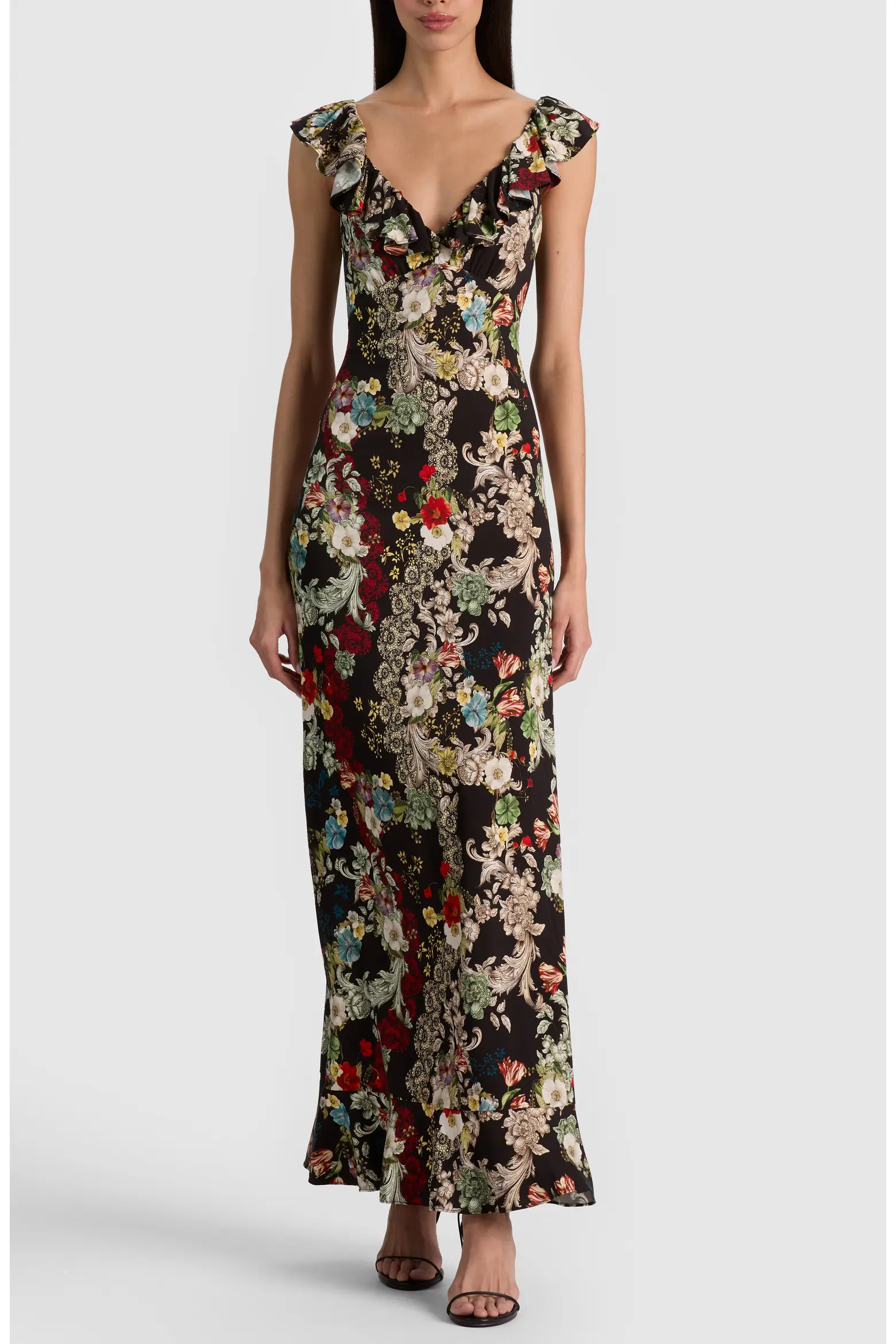 ALICE + OLIVIA Gemma Ruffle Hem Midi Dress (Women) | Nordstrom | Nordstrom
