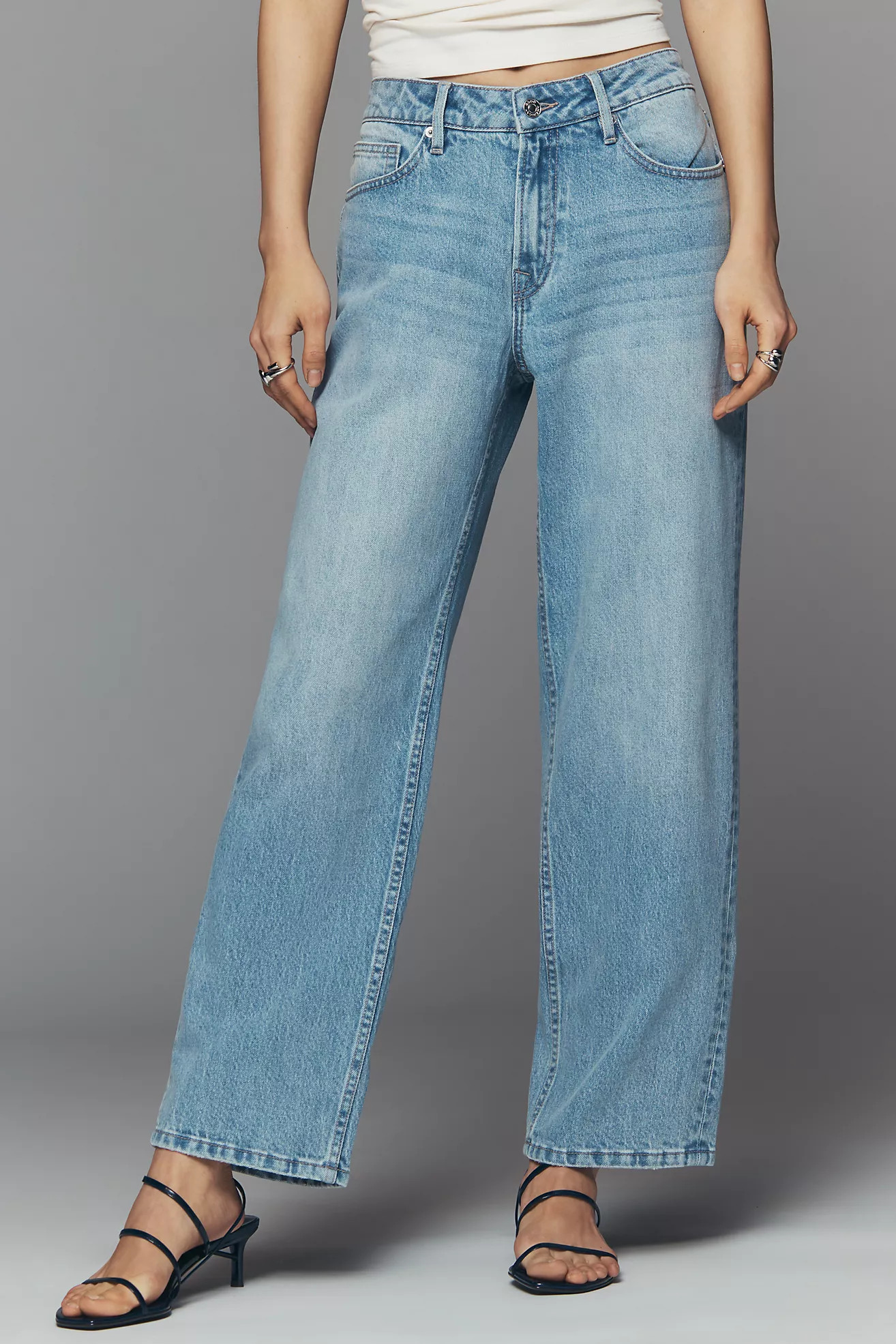 Good American Petite 90s High-Rise Straight-Leg Jeans | Anthropologie (US)