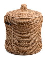 Medium Lidded Rattan Storage Basket | Marshalls