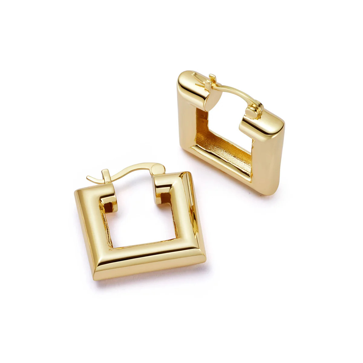 Polly Chubby Square Hoop Earrings 18ct Gold Plate | Daisy London Jewellery