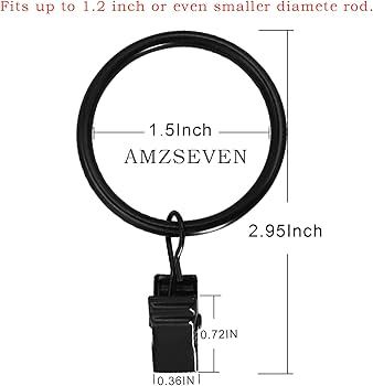 AMZSEVEN 40 Pack Metal Curtain Rings with Clips, Drapery Clips Hooks, Decorative Rod Clips Hanger... | Amazon (US)