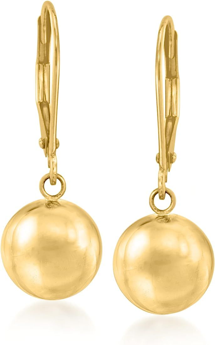 Amazon.com: Ross-Simons 8mm 14kt Yellow Gold Bead Drop Earrings: Clothing, Shoes & Jewelry | Amazon (US)