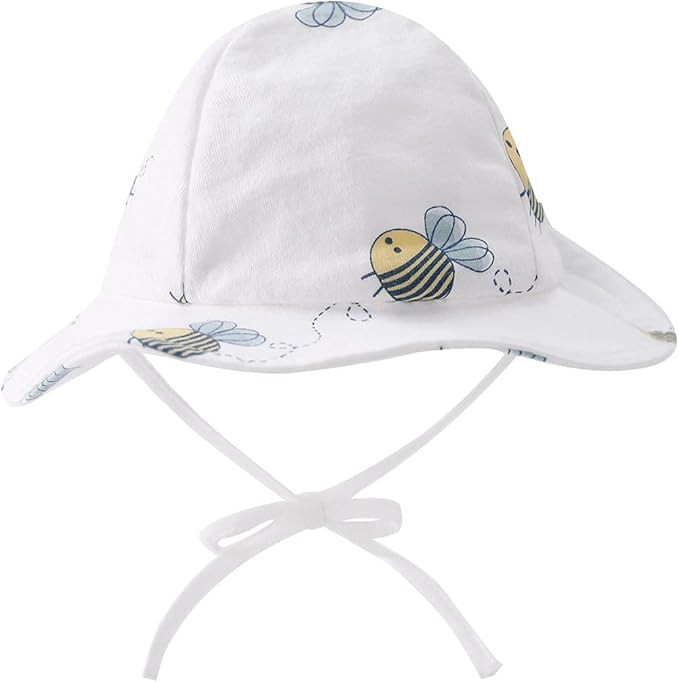 pureborn Newborn Unisex Baby Sun Hat Wide Brims Bucket Hat Sun Protection with Straps | Amazon (US)