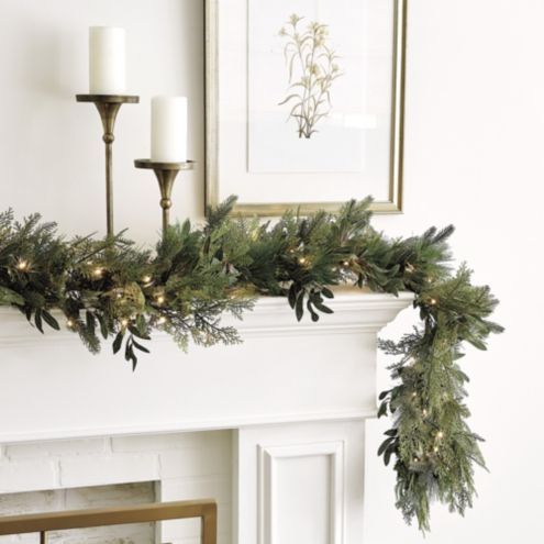 Prelit Mixed Cedar Holiday Garland 6 Ft | Ballard Designs, Inc.