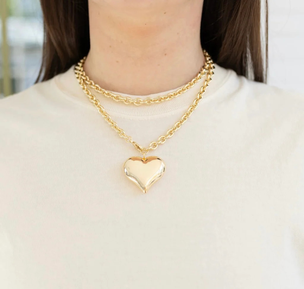 Double Me Up Puffy Heart Necklace | Erin McDermott Jewelry
