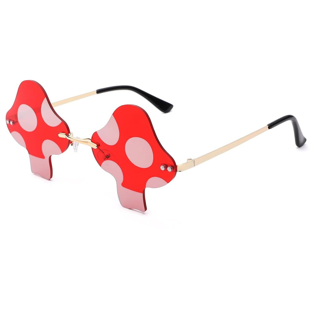 Rimless Mushroom Shape Sunglasses for Women Men Party Halloween Christmas Cosplay Glasses Prom Accessories | Amazon (US)