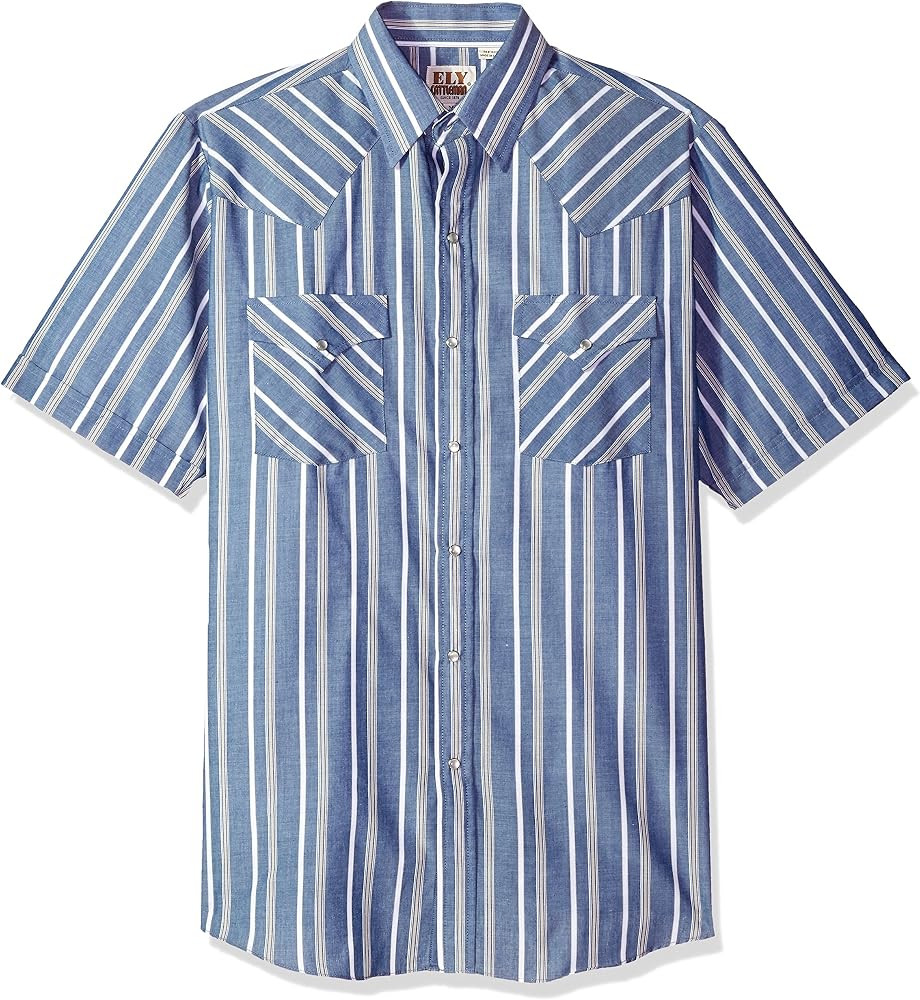 ELY CATTLEMAN Men's Short Sleeve Stripe Western Shirt | Amazon (US)
