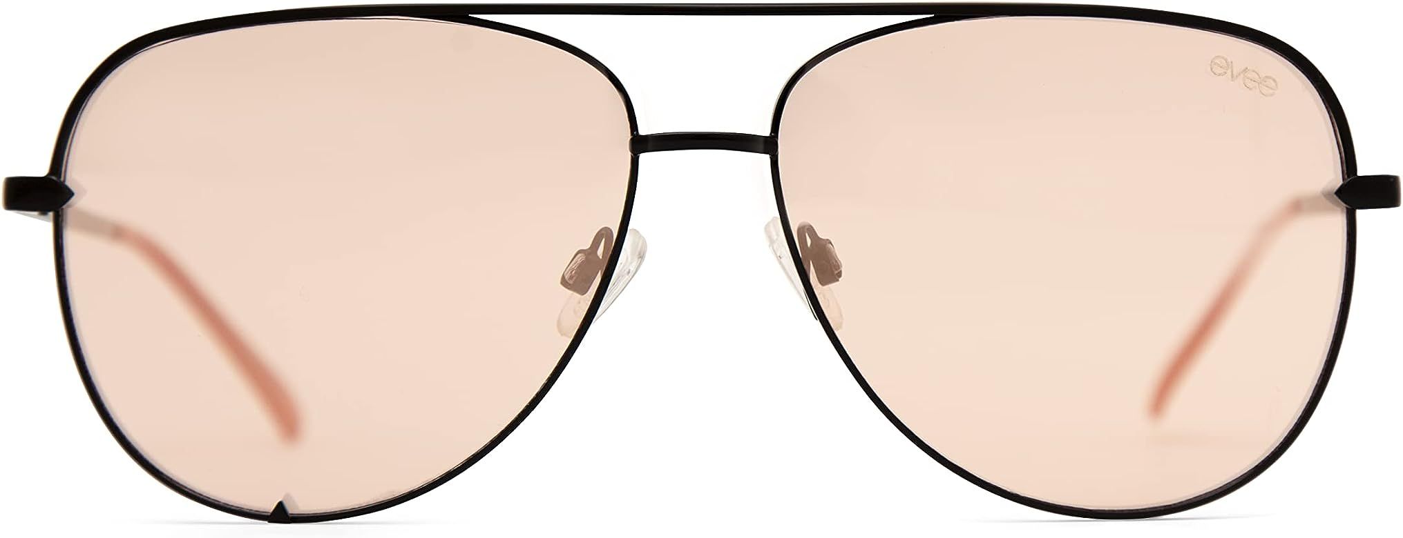 EVEE Fashionable Metal Aviator Sunglasses with Oversize Flat Reflective Mirror Lenses (GEMINI) | Amazon (US)