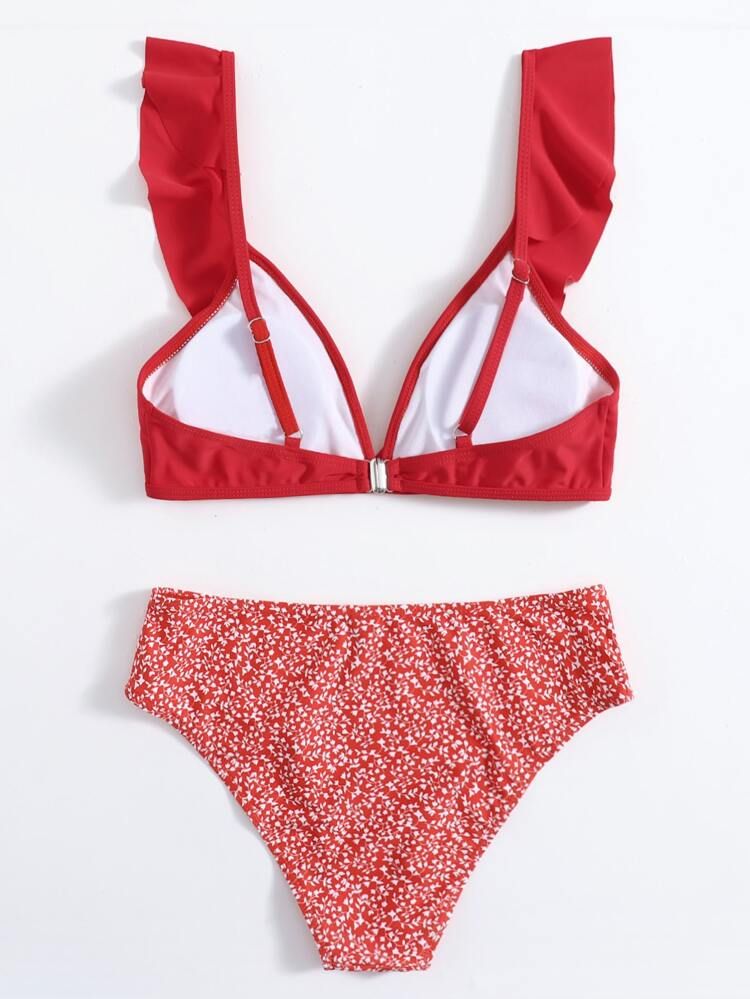 Dalmatian Ruffle Bikini Swimsuit | SHEIN