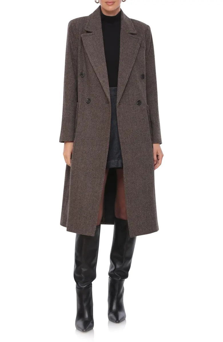 Avec Les Filles Double Breasted Herringbone Patch Pocket Coat | Nordstrom | Nordstrom