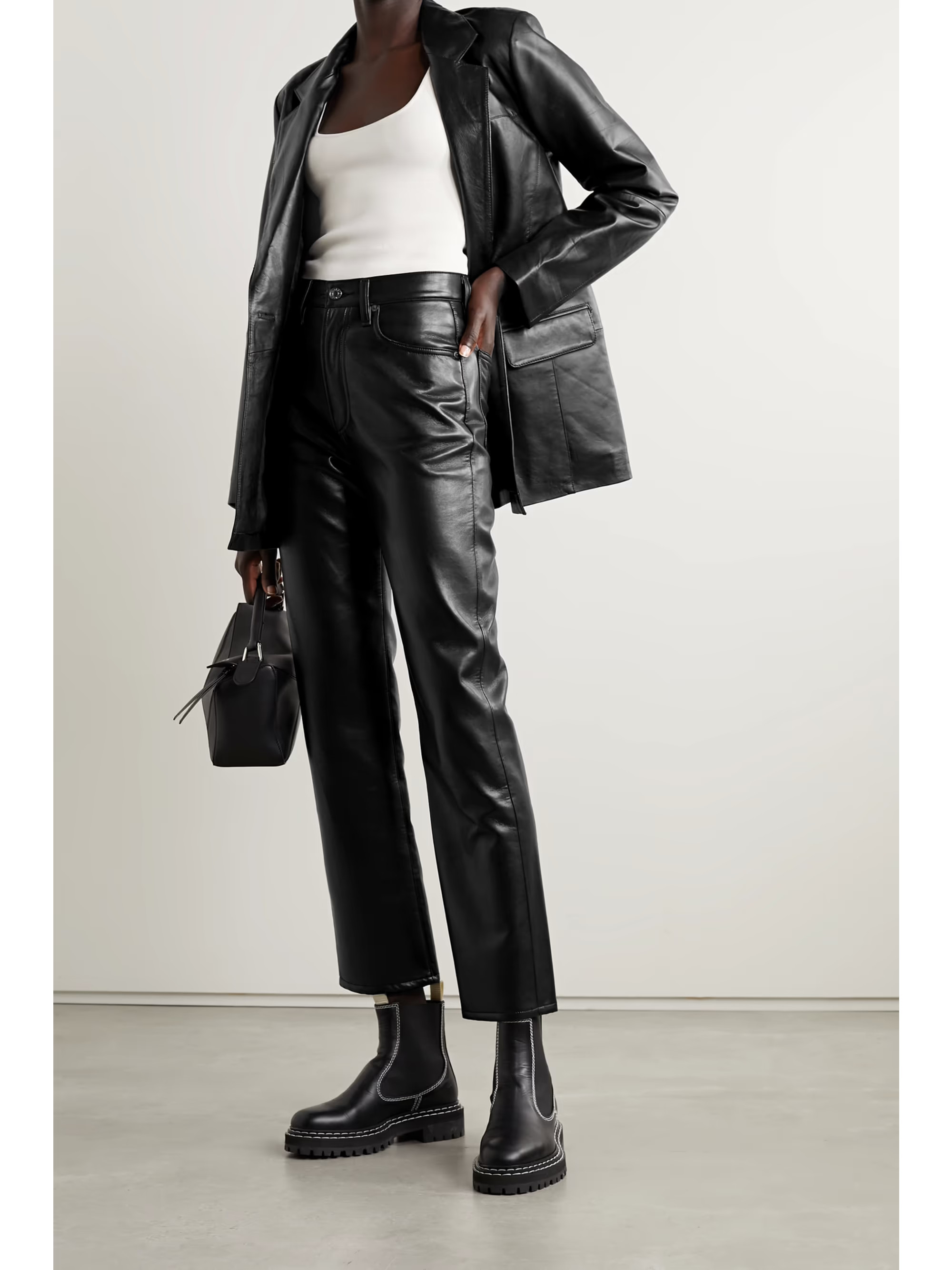 AGOLDE+ NET SUSTAIN leather-blend straight-leg pants | NET-A-PORTER (US)