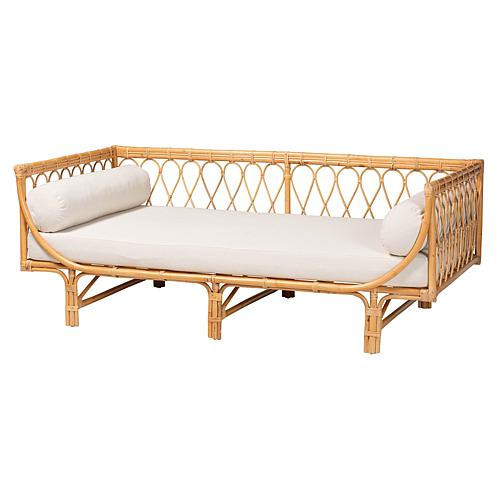 bali & pari Davida Bohemian Natural Rattan Daybed 78.7"W x 39.4"D x 29.5"H | HSN