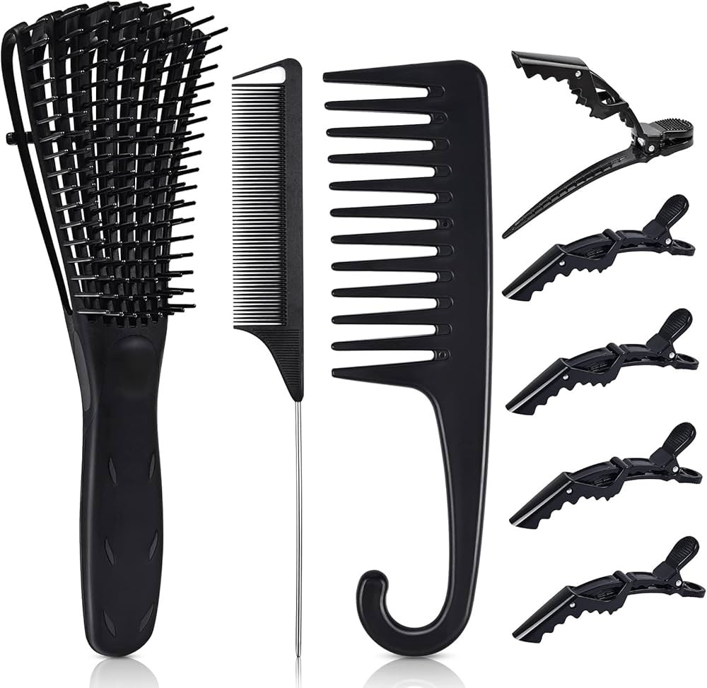 8PCS Detangling Brush and Comb, MORGLES Detangling Hair Brush Wide Tooth Comb for Curly Hair with... | Amazon (US)