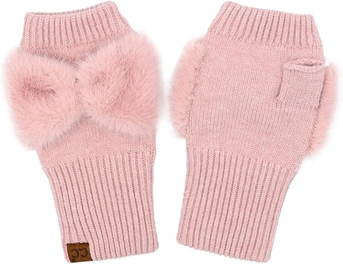 Funky Junque Luxury Fingerless Gloves - Women's Winter Cozy Ribbed Half Finger with Elegant Faux ... | Amazon (US)