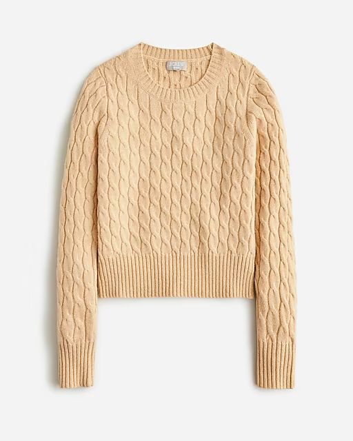 Cashmere shrunken cable-knit crewneck sweater with Lurex® threads | J.Crew US