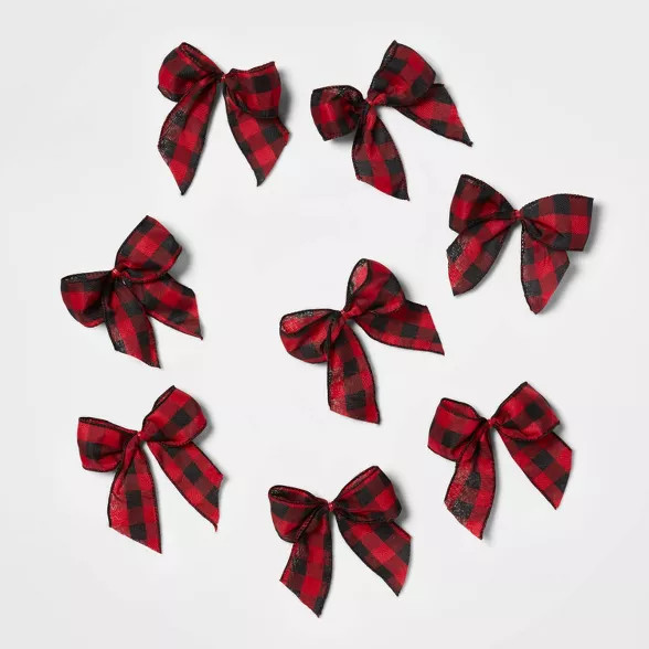 8ct Buffalo Plaid Christmas Bow Red/Black - Wondershop™ | Target
