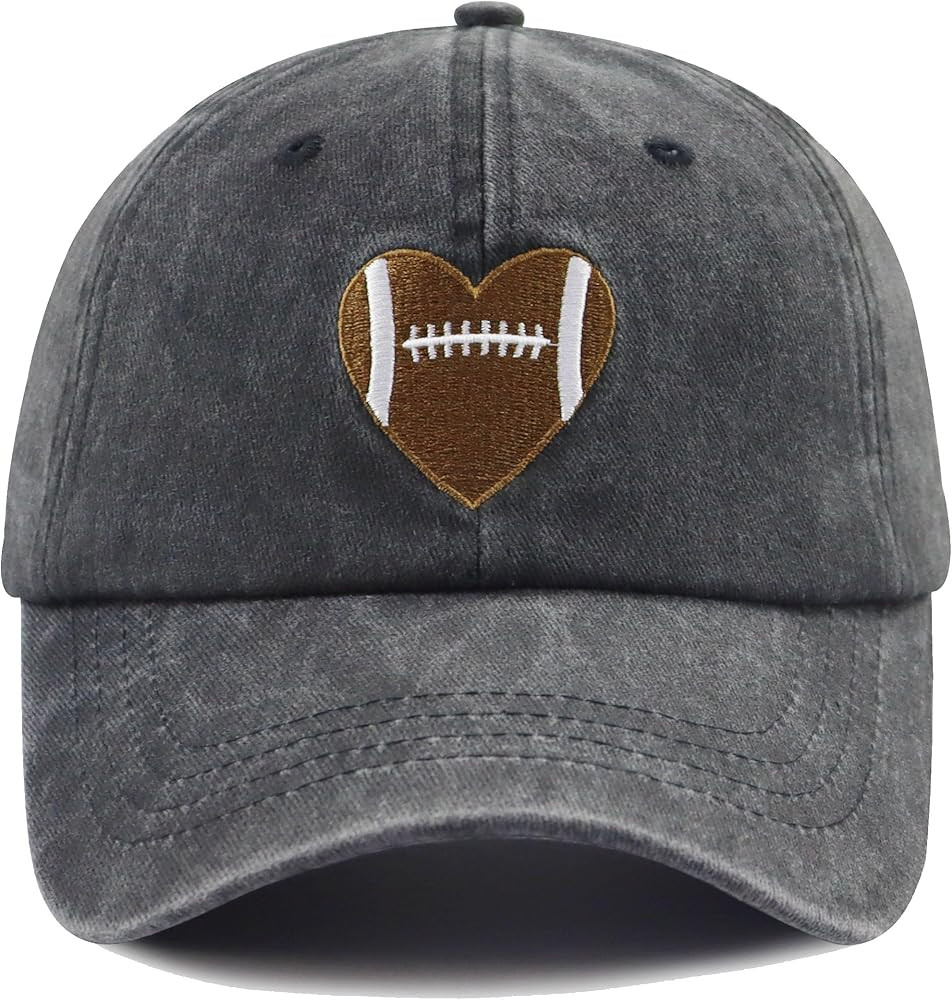 Football Heart Hat for Men Women, Adjustable Cotton Embroidered Heart Football Baseball Cap | Amazon (US)