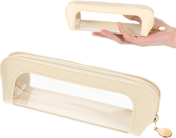 Lusofie Small Clear Makeup Bag, PU Leather Makeup Brush Bag, Portable Clear Make-Up Brush Pouch w... | Amazon (US)