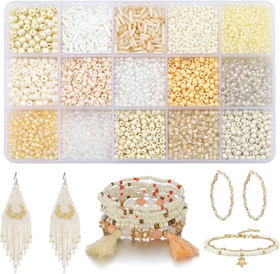 GorgGorho 15 Color 4mm Small Assorted Glass Seed Beads,3mm Bugle Beads Friendship Bracelet Kit,2m... | Amazon (US)