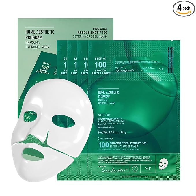 VT COSMETICS Pro Cica Reedle Shot 100 2-Step Hydrogel Mask(34.5gx4ea), Intensive Calming, Exosome... | Amazon (US)