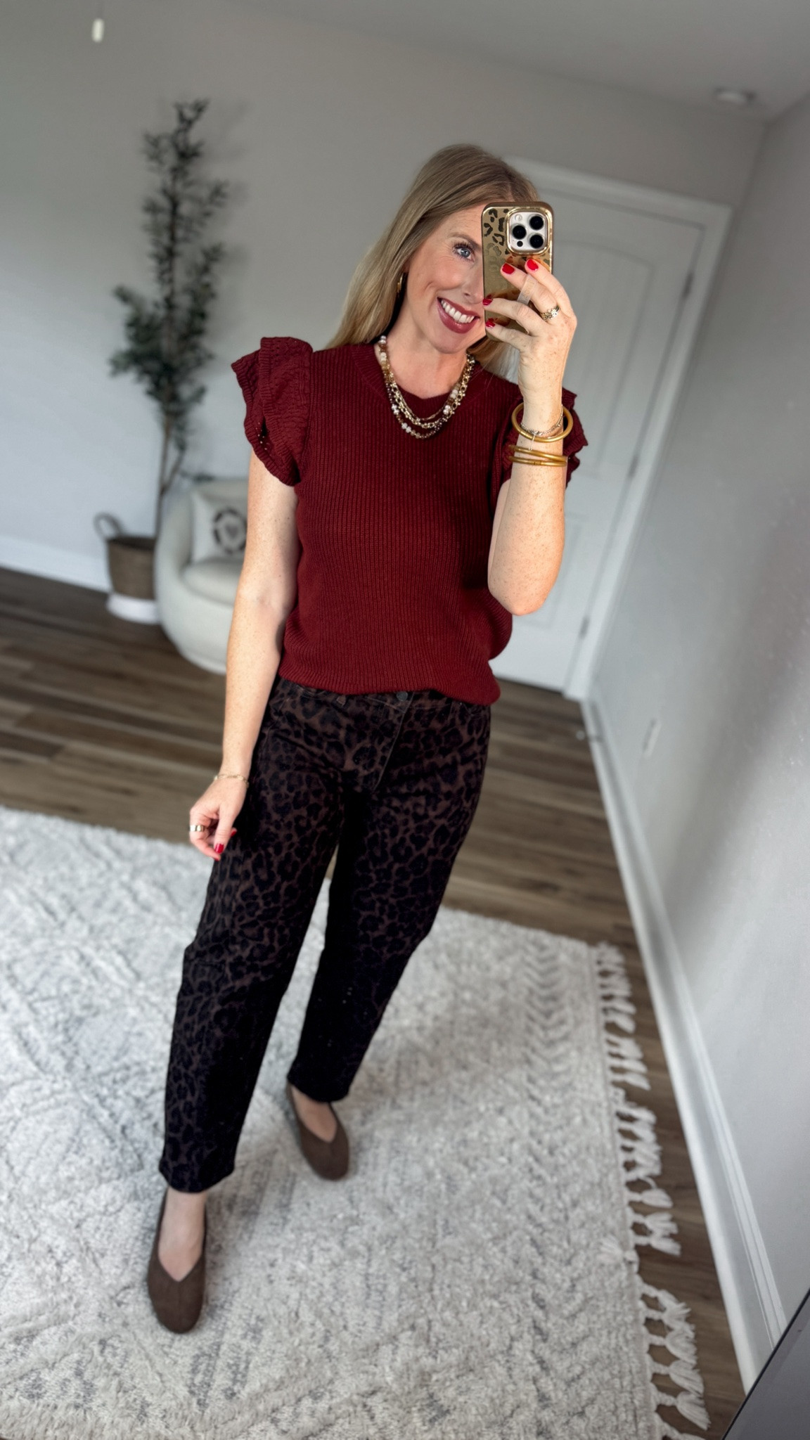 Daily try on, Walmart outfit, Walmart fashion, Walmart try on, scenario, leopard jeans, short sleeve sweater

#LTKootd
