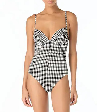 MICHAEL Michael Kors Boho Gingham Sweetheart Neck Underwire One Piece Swimsuit | Dillard's | Dillard's