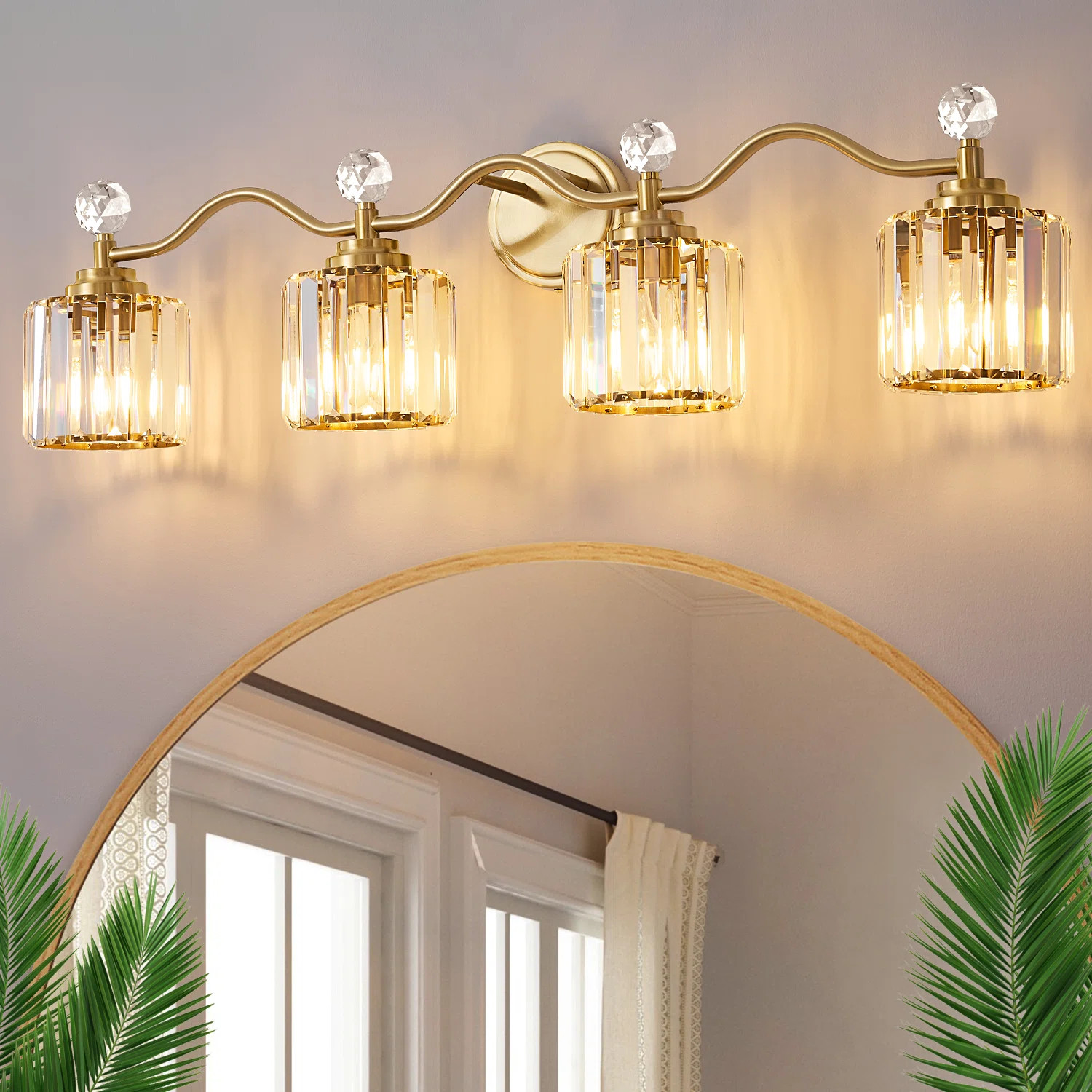 Emilion Dimmable Bathroom Vanity Light With Crystal Shade | Wayfair North America