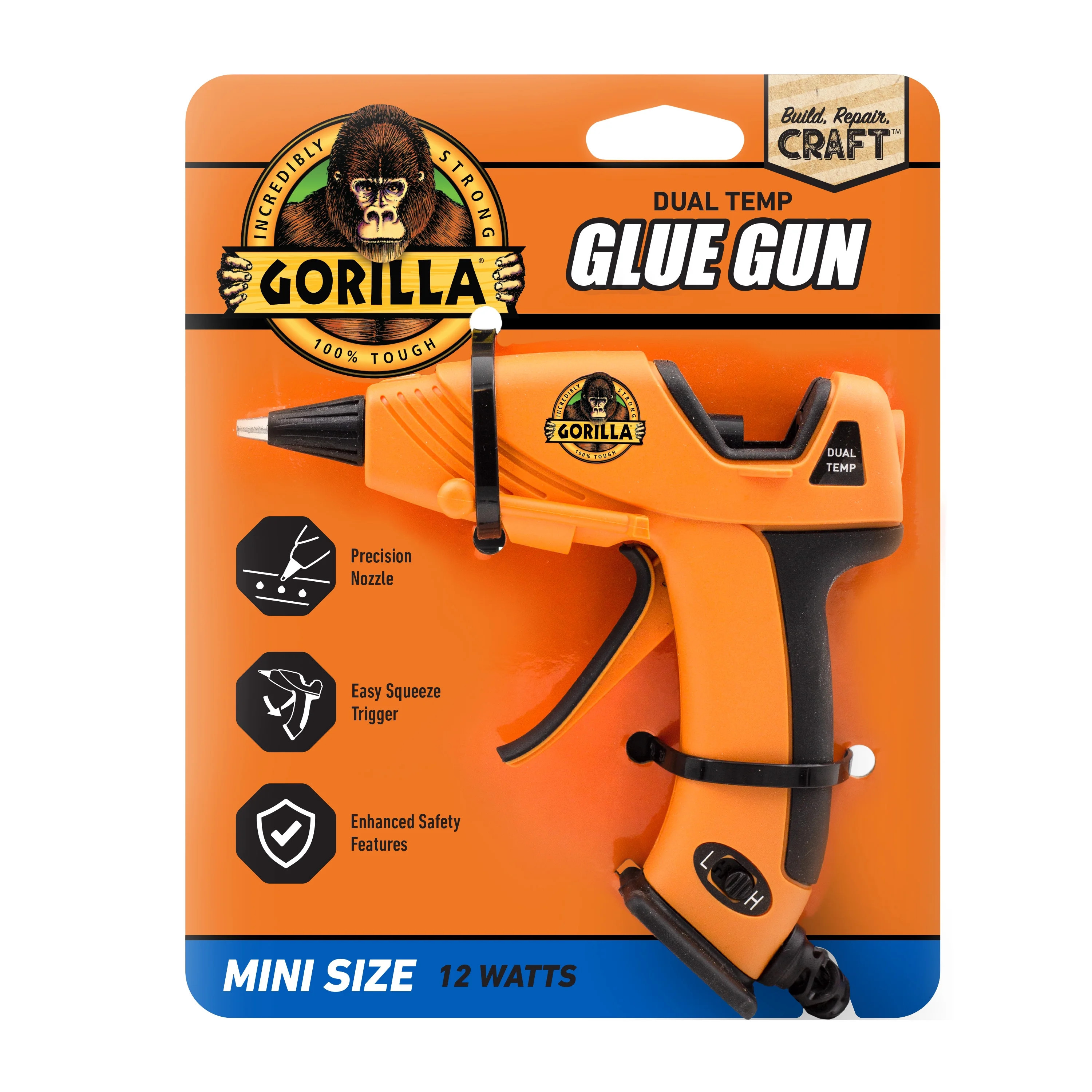 Gorilla Hot Glue Gun Mini - Dual Temp Mini Size Hot Glue Gun with Precision Nozzle | Walmart (US)