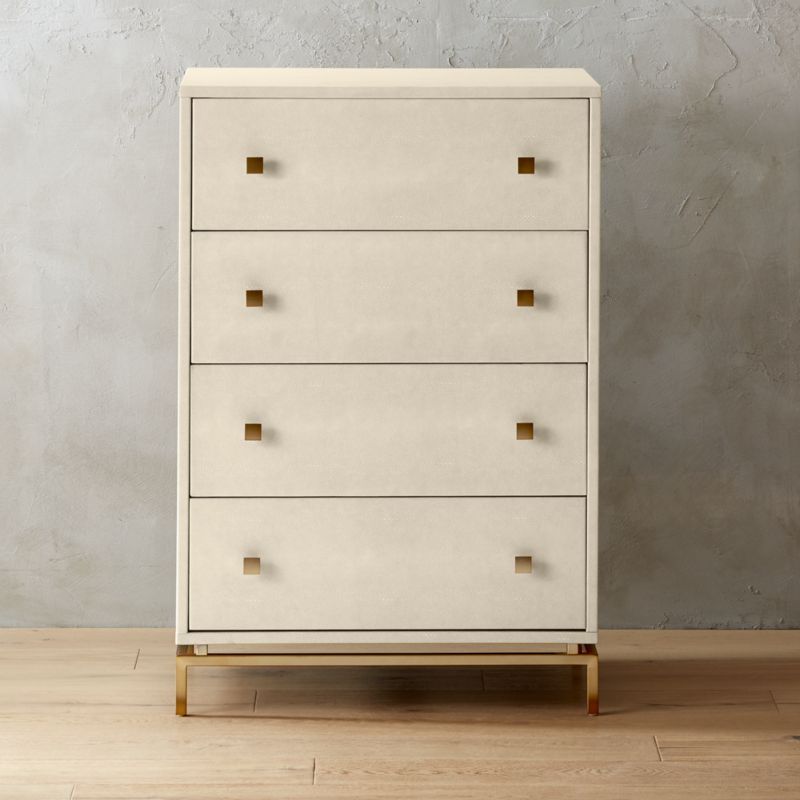 Ivory Shagreen Embossed Tall Chest + Reviews | CB2 | CB2