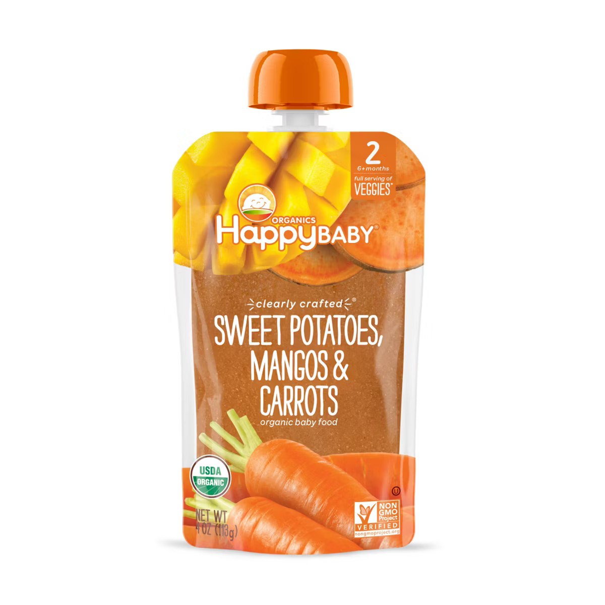 Happy Baby Organics Clearly Crafted Stage 2 Sweet Potatoes, Mangos & Carrots - 4oz | Target