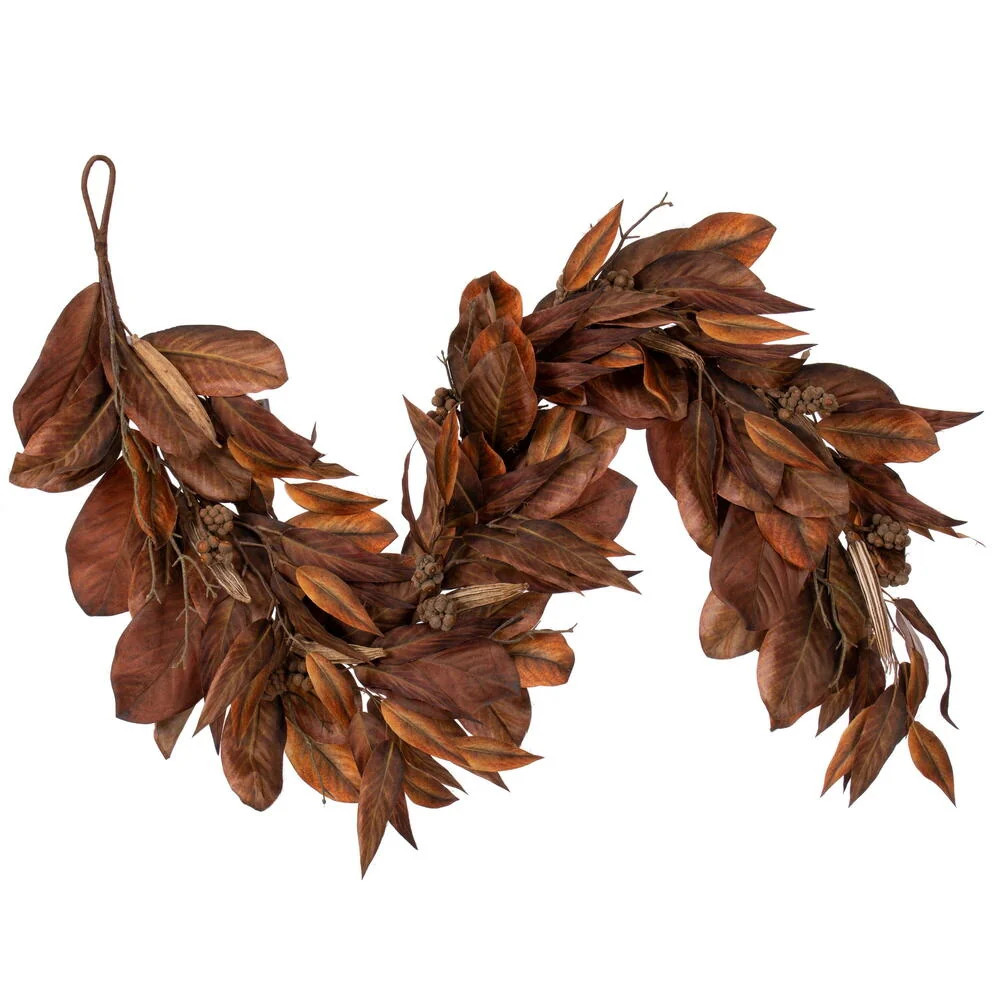 72" Brown Magnolia Leaf Garland | Shop.app