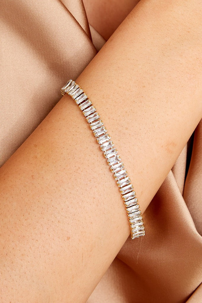 Shayna Gold Baguette Bracelet | Red Dress 