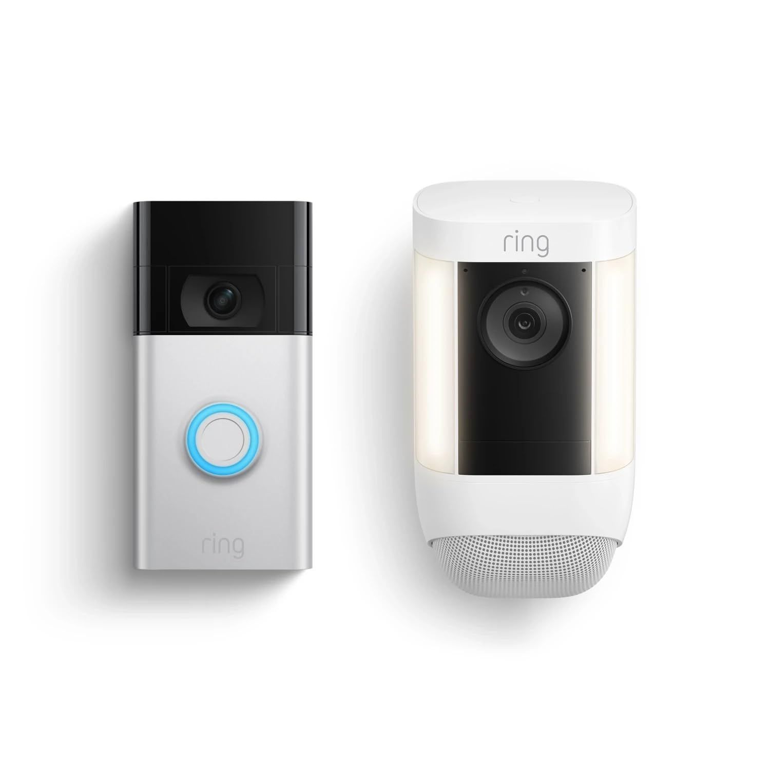 Ring Video Doorbell (Satin Nickel) with Spotlight Cam Pro, Battery White | Amazon (US)