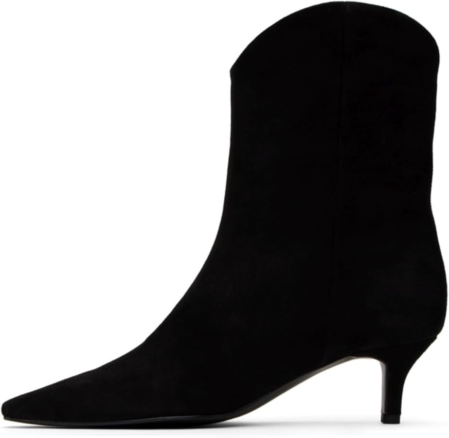 MOOMMO Women Kitten Heel Western Booties Suede Pointed Toe Cowboy Ankle Boots 2 inch Kitten Heel ... | Amazon (US)