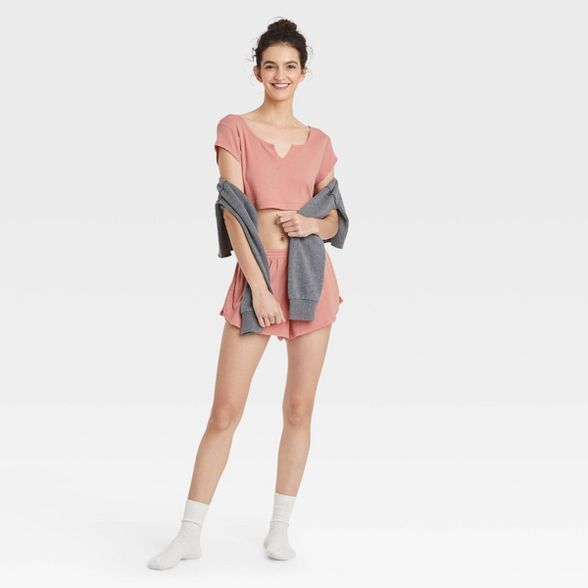 Women's Cropped Pointelle Pajama Set - Colsie™ | Target