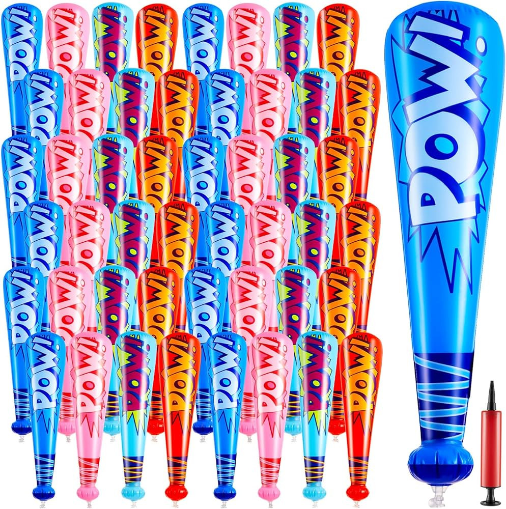 WILLBOND 48 Pcs 17 Inch Inflatable Baseball Bat Bulk Baseball Party Favors Decorations, Inflatabl... | Amazon (US)